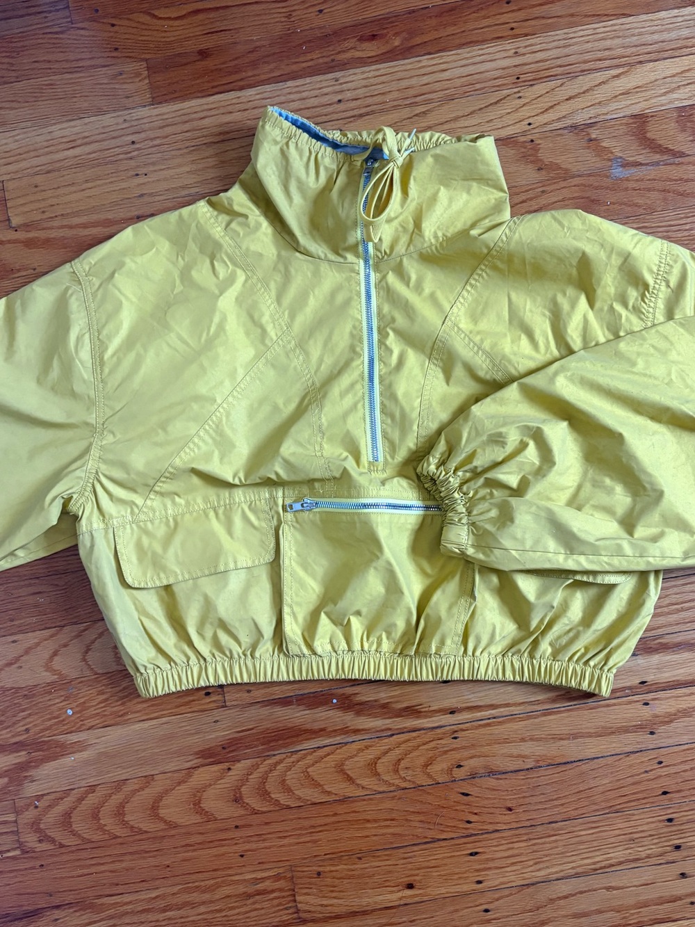 Free People  Yellow Reflective Pullover Rain Jacket